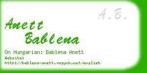 anett bablena business card